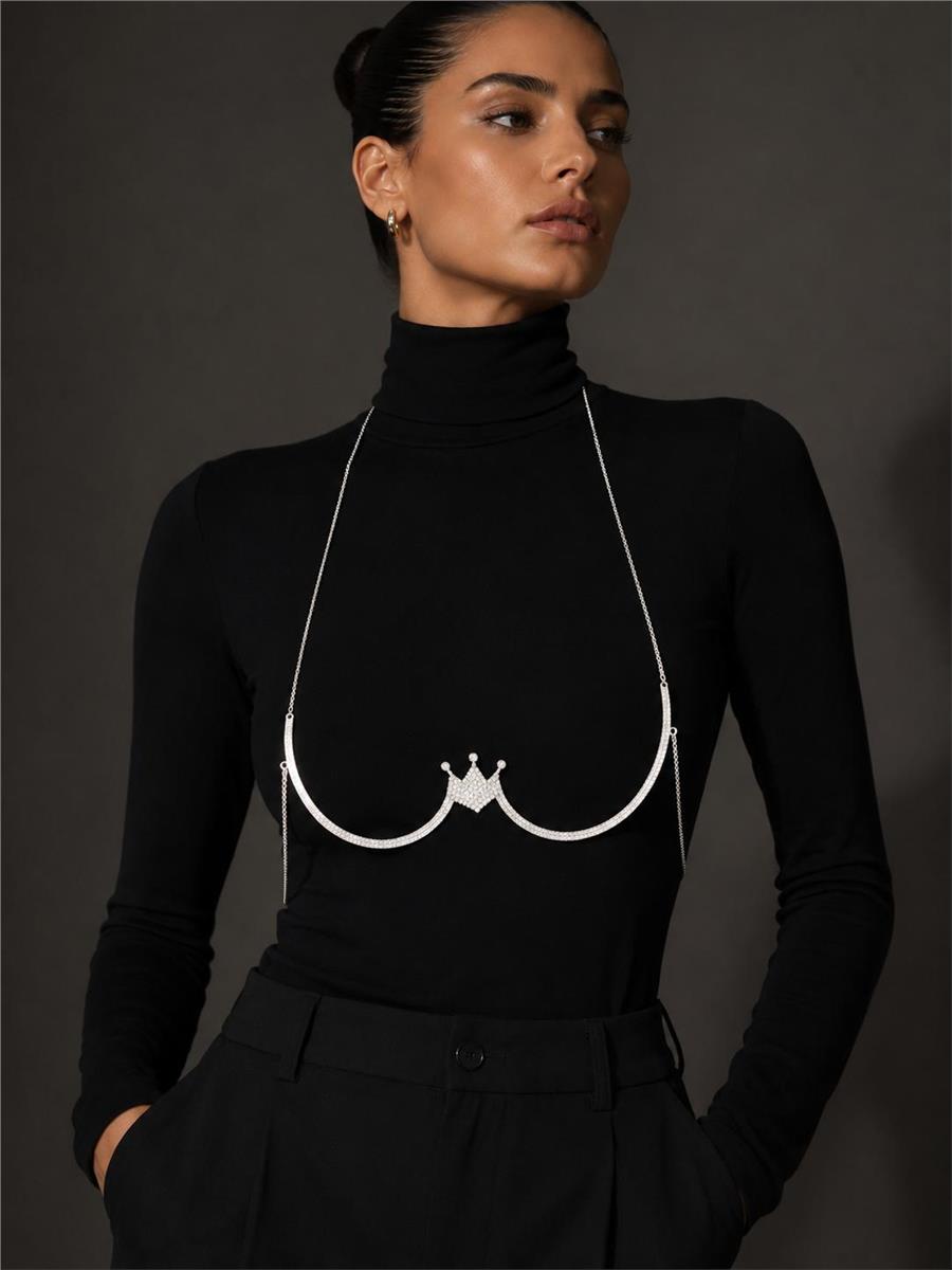 Eliana  Silver Body Chain Göğüs Takısı